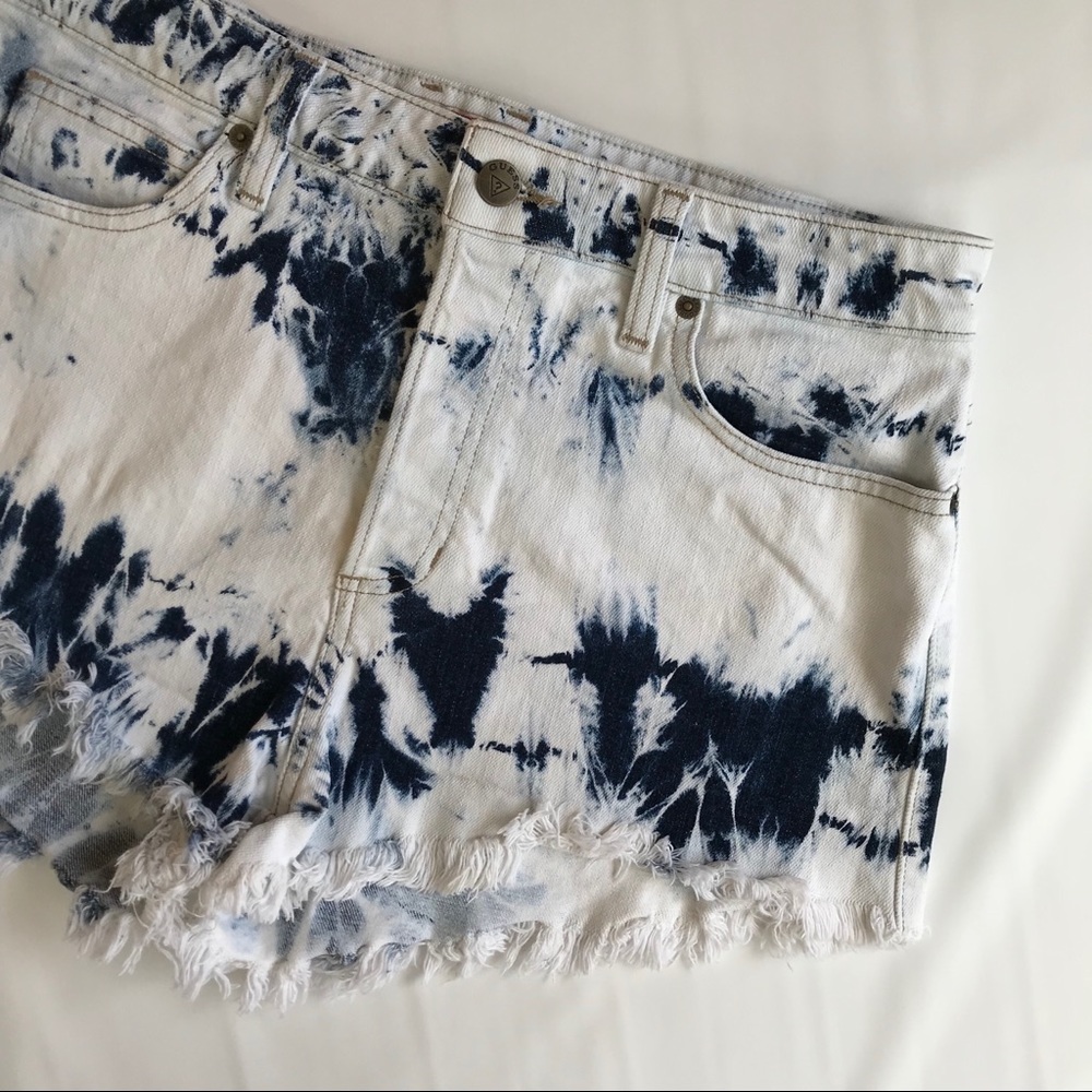 Guess Blue and White Tie-Dye Jean Shorts